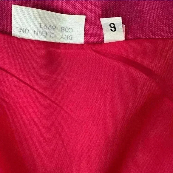 Stephanie Andrews Women’s Vintage Hot Pink Linen Cropped Bomber Jacket US Size 9 - Picture 7 of 13